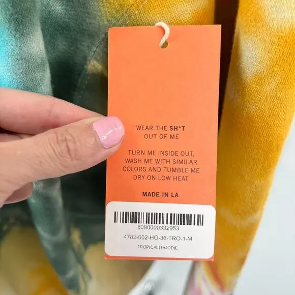 La Detresse Revolve Womens Tropical Tie Dye Hoodie Sweatshirt Size Medium M - Picture 7 of 10